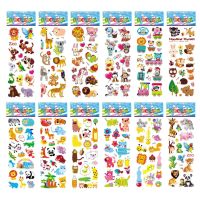 12 Sheets/Pack Kids Stickers 3D Puffy Bulk Cartoon Zoo Animal / Fruits Various Scrapbooking Stickers for Girl Boy Birthday Gift