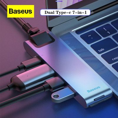 Baseus แท่นวางมือถือถ่ายโอนเร็ว7 In 1 Type-C สำหรับคอมพิวเตอร์ Macbookpro ตัวแปลง Usb อะแดปเตอร์การ์ด SD PD ฮับชาร์จไฟเร็ว Feona