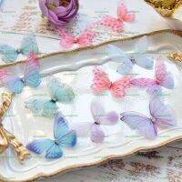 COD DSFERTGERRYYY SWEETJOHN 20PCS Clothes Patch Multicolor Jewelry Making Butterfly Applique 3D Chiffon Party Decoration Organza Double Layer For Earring Pants T shirt Hat Headdress Embellishment