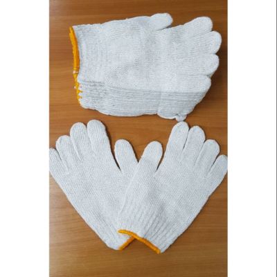 [คุณภาพดี] ถุงมือผ้า 7 ขีด ขอบเหลือง (ยกโหล)[รหัสสินค้า]5034