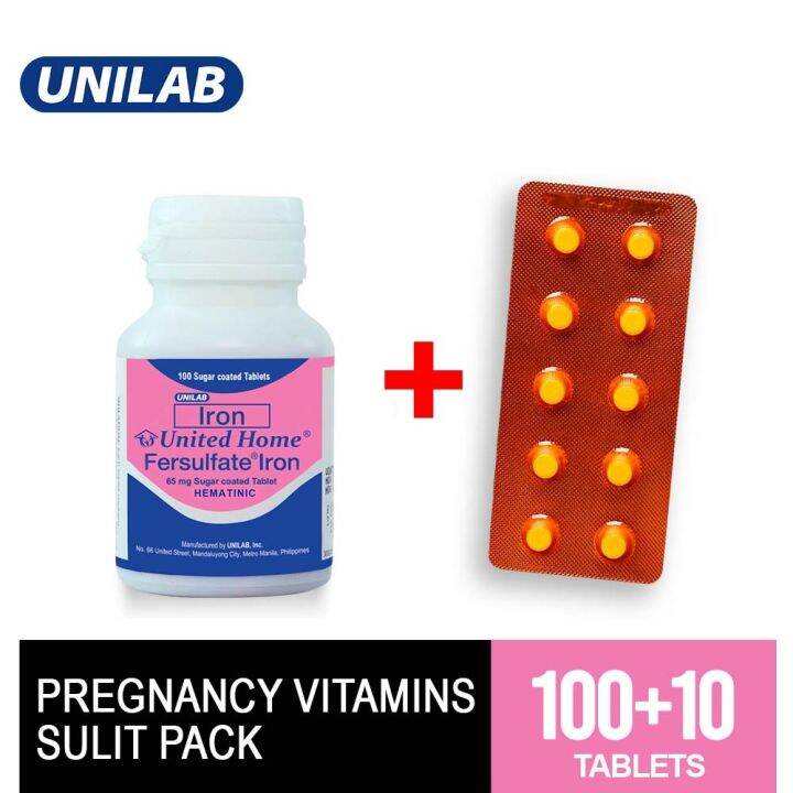Pregnancy Vitamins Sulit Pack United Home Fersulfate Iron 100s United
