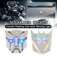 1pcs Solar LED Decorative Car Transformers Colorful Belt Flashing Anti-collision Warning  Lights Car Badge Rear Emblem Sticker Car Door Protection