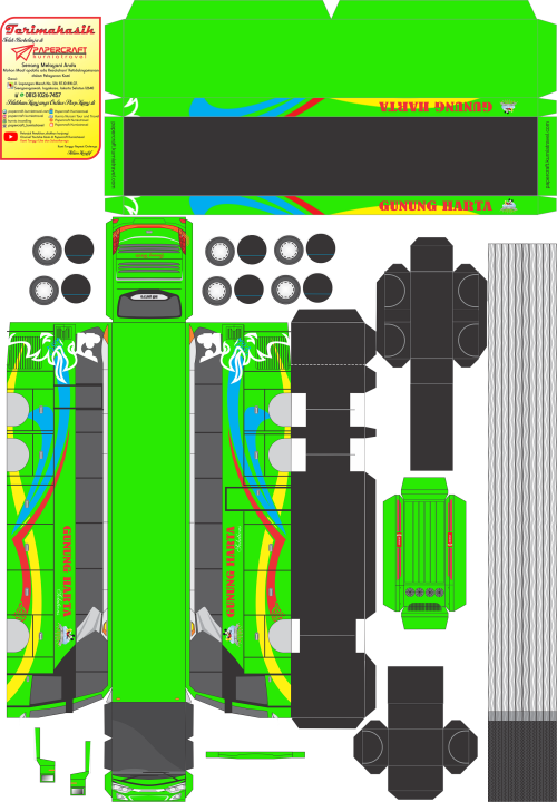 Pola Kertas Papercraft Bus Gunung Harta Double Dekker Voyager Lazada