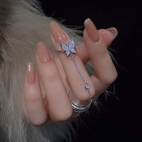 Double Finger Chain Rings for Women Ring Set Tassel Butterfly Cross Punk Rings Jewelry Ladies Fashion HipHop Jewelry