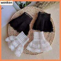 WENKEN 1Pair ใบไม้ผลิใบไม้ร่วง ที่ปิดรอยแผลเป็น ถุงมือสำหรับเด็ก ที่คลุมแขน แขนเสื้อปลอม ปลอกข้อมือลูกไม้ ปลอกแขนถอดออกได้ แขนข้อศอกมีระบาย