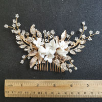 SLBRIDAL Handmade Crystal Rhinestones Pearls Flower Wedding Jewelry Hair Comb Bridal Headpieces Hair Accessories Bridesmaids