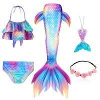 ✿◈ Girls Swimwear 5pcs Mermaid Tails for Kids Bikini Set Swimming Dress Bathing Suit Todder Swimsuit Girl 6 Years 8 Years 12 Years