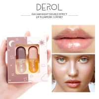 DEROL Day And Night Lip Plumper Suit Instant Volumising Brighten Lip Color Lip Oil Long Lasting Moist Reduce Lip Fine Lines