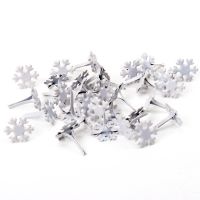 50pcs White Sonwflake Metal Brad Studs Spikes Scrapbooking Embellishment Fastener Brads Crafts Pushpin Decoration 12x14mm