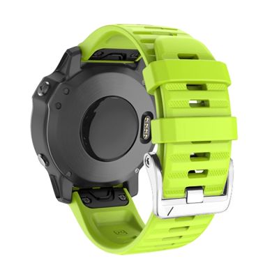 สำหรับ Garmin Tactix 7 Pro /Fenix 7X / 6X Pro 26สกรูเอ็มเอ็มสายนาฬิกาข้อมือซิลิโคนหัวเข็มขัดเหล็กเงิน (สีเขียว)