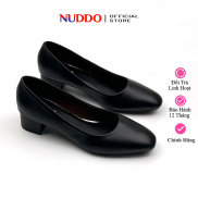 Giày công sở nữ cao gót 3 phân mũi vuông đế vuông da mềm thời trang NUDDO