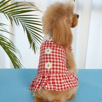 Cute Plaid Puppy Dog Cat Skirt Dress Summer Pet Clothes Dresses for Dogs Cats Chihuahua Yorkshire Mascotas Clothing Sukienki Dresses