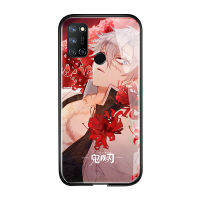 UCUCเคสมือถือ เคสโทรศัพท์ เคสRealme C17 Realme 7IสำหรับชายกันกระแทกAnime Demon Slayer Nezuko Glossyกระจกเทมเปอร์พร้อมฮาร์ดไดรฟ์ที่ทนทานฝาครอบ