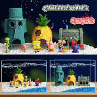 Hodepart ภูมิทัศน์พิพิธภัณฑ์สัตว์น้ำ SpongeBob เครื่องประดับตู้ปลา อุปกรณ์ตู้ปลา ตกแต่งเรซิ่น บ้านสับปะรด ปราสาท