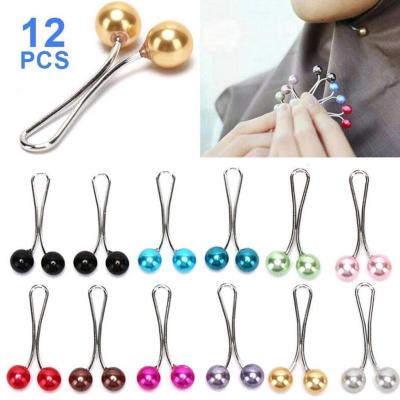 12pcs Multicolor Headscarf Pearl Pins Clips Pins For Women Hijab Scarf Clips Muslim Arab Shawl Islamic Accessories Women Jewelry Headbands