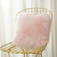 hot！【DT】♤  new  Artificial Wool Fur Sheepskin Cushion Cover Hairy Faux Plain Fluffy Soft Throw Pillowcase Washable