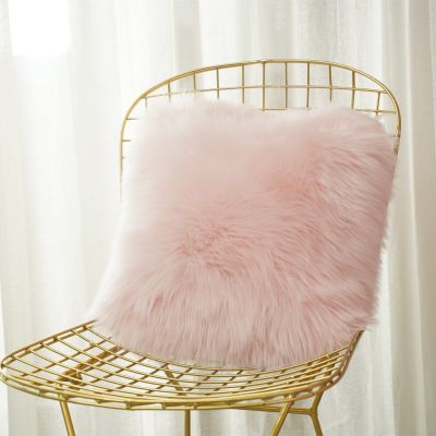 hot！【DT】♤  new  Artificial Wool Fur Sheepskin Cushion Cover Hairy Faux Plain Fluffy Soft Throw Pillowcase Washable