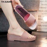 Fashion women thick slippers summer indoor high antiskid home with a sponge plastic lady wedge sandals