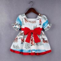 Kids Clothes Girls Christmas Dress Fashion Red Bow Lace Tutu Princess Dress Children Clothing Girls Party Birthday Dresses