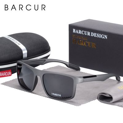 BARCUR กรอบ TR90แบรนด์แว่นตากันแดดผู้ชายน้ำหนักเบามากแว่นตากันแดดวินเทจโพลาไรซ์สำหรับผู้หญิงแว่นสี่เหลี่ยมการป้องกัน UV400