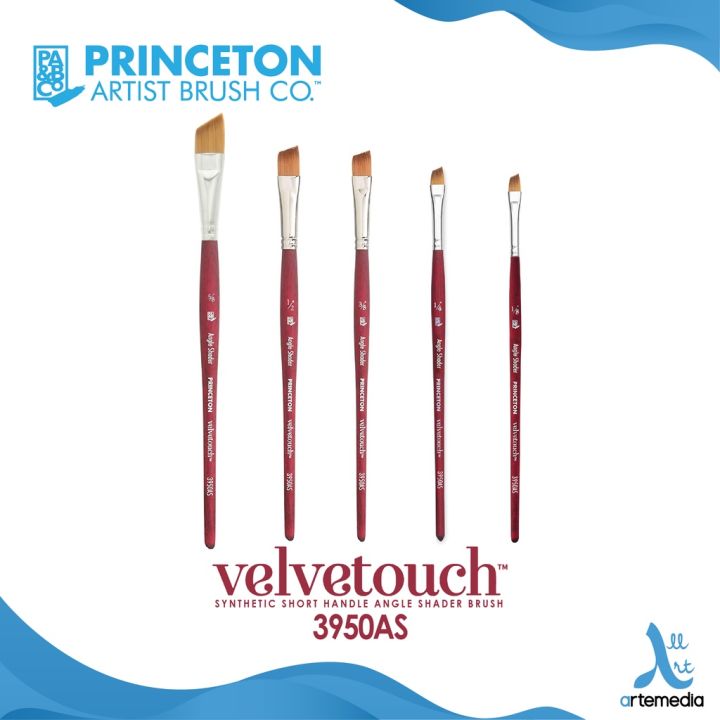 Princeton Velvetouch Synthetic Blend Short Handle Brush, Size 1/2 Angle  Shader