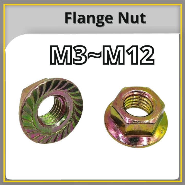 Flange Nut with Serration DIN6923 Yellow Zinc Plating M3 M4 M5 M6