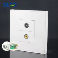 SeTo 86 Type Yellow Audio + TV Connector Panel Wall Plate Socket Keystone Faceplate