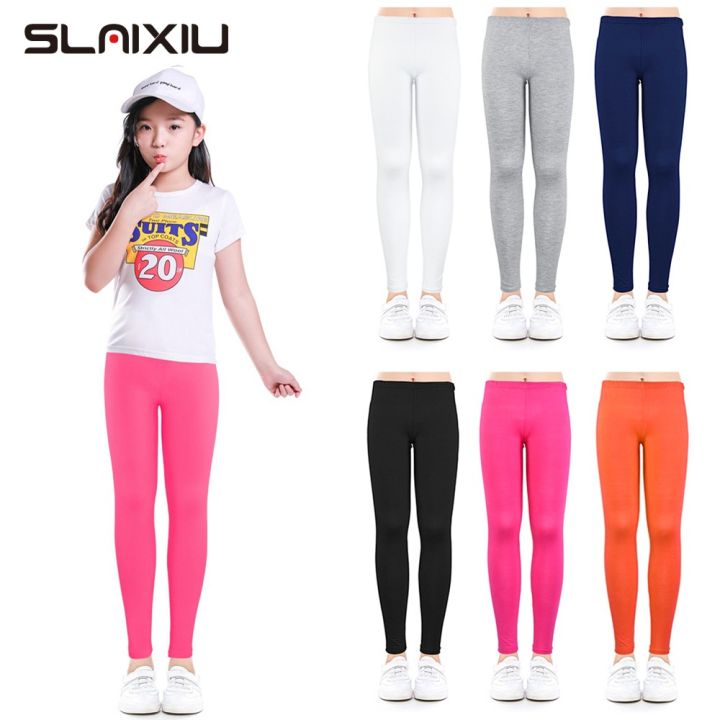 ready-stock-solid-color-thin-polyester-girls-leggings-summer-teenager-girl-stretchable-pencil-pants-children-trouser