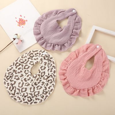 Baby Cotton Bibs Ruffle Print Cherry Rainbow Saliva Towel Feeding Drool For Newborn Toddler Boys Girls Soft Burp Cloth Kid Bib