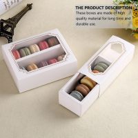 10pcs Paper Macaron Box Cake Box With Window Paper Packing Box Macaroon Packing Box Dessert Transparent Macaron Cookie Boxes