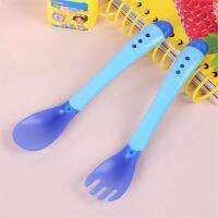 New Handy Heat Sensing Thermal Spoon Baby Kids Weaning Silicone Head Tableware Baby Soft Head Safety Temperature Spoon Infant Bowl Fork Spoon Sets