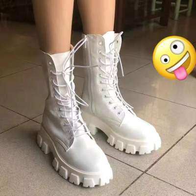 CVVX6988รองเท้าบูทอัศวินรองเท้าบูททหาร Dr. Martens รองเท้าบูทผู้หญิง2021ฤดูใบไม้ผลิและฤดูใบไม้ร่วง Ins อเนกประสงค์หนาด้านล่างซิปกลางหลอดรองเท้าน้ำ