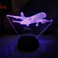 ▨ Airplane 3D Night Light Room Decoration Touch Remote Color Lamp Children Birthday Christmas Gift Airplane
