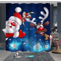 2022 Christmas Shower Curtains New Year Home Decoration Curtains For Bathroom Bath Curtains Waterproof Fabric for Bathtub Room