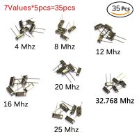 35ชิ้น/ล็อตคริสตัล Oscillator ชุดอิเล็กทรอนิกส์,HC-49S 7ชนิด DIP ควอตซ์ Oscillator 32.768Khz 4Mhz 8Mhz 12Mhz 16Mhz 20Mhz 25Mhz