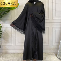 Abaya สำหรับผู้หญิงแฟชั่นล่าสุดลูกไม้ดอกไม้ abaya ดูไบตะวันออกกลางเสื้อผ้าอิสลาม Robe Femme hiver อิสลาม turkeywomen kimono