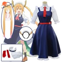 Anime Miss Kobayashis Dragon Maid Toru Cosplay Costume Dress Wig Headwear Unifirm Halloween Carnival Party Girls Women