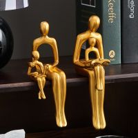 Golden Family Sculpture&amp;Figurines For Interior Abstract Statue Modern Resin Figure Luxury Living Room Decor Gift Decoration Home