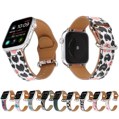 ✾ สำหรับ Apple Watch Band 38 มม. 40 มม. 42 มม. 44 มม. สายพิมพ์ลายดอกไม้สำหรับสายนาฬิกา iWatch ผู้หญิงสายดอกไม้หลากสี Series 5 4 3 2 1