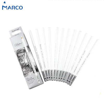 Marco ดินสอสีสีขาว12/กล่อง Lapis De Cor ดินสอสีพาสเทลสำหรับศิลปินวาดภาพร่างอุปกรณ์นักเรียน