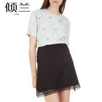 Pqtads French womens s s European and American style half skirt with hollow pattern hem Emil j4217e