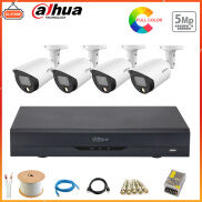 Bộ Camera Giám Sát 4 Kênh Dahua 5.0MP Có Màu Ban Đêm Đầy Đủ Phụ Kiện Lắp