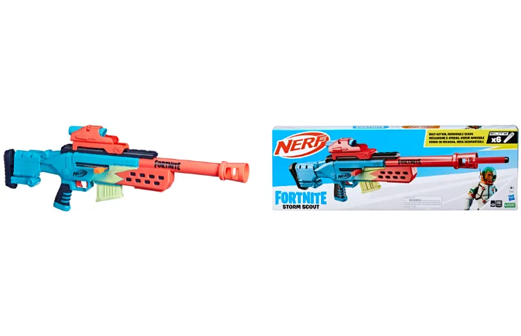  Nerf Fortnite Storm Scout Blaster, Nerf Scope, 6-Dart