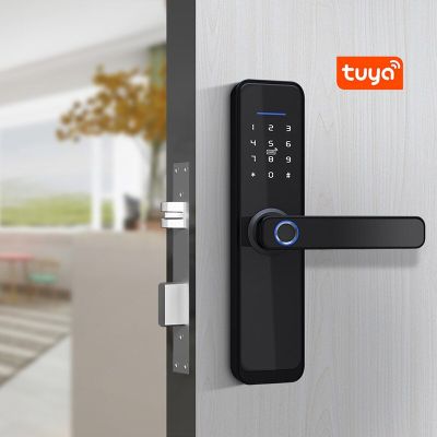 FREECAN ล็อคประตูกับ Wifi Tuya App ความปลอดภัยล็อคอัจฉริยะลายนิ้วมือไบโอเมตริกซ์ด้วยบัตร RFID รหัสผ่าน