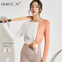 【Huieson】เสื้อยืดผู้หญิง,เสื้อเสื้อฟิตเนสกีฬาเสื้อตัวหลวมแขนยาวแห้งเร็วใหม่ชุดโยคะ