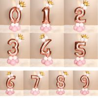 1Set 32inch Number Foil Boy Girl Birthday Balloon With Crown 0 9 Gold Figures Balloon Wedding Christmas Party Decoration Balloon