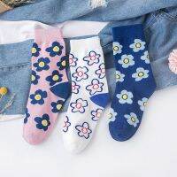 ✉✒▽ KAFU D215 Fashion Flower Socks Breathable Comfortable Mid-Calf Socks