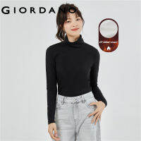 GIORDANO Women T-Shirts G-Warmer Stretchy Lightweight Thermal Tee Turtleneck Solid Color Warm Casual Baselayer Tee 05512603