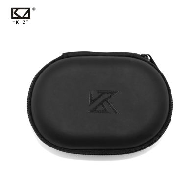 หูฟังกระเป๋าเก็บของโลโก้วงรี KZ ซิป PU กล่องเก็บของสีดำพกพาได้กล่องเก็บของเหมาะสำหรับหูฟังแบบดั้งเดิม AS10
