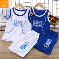 Summer childrens vest ball suit sports suit Korean version of loose leisure boys and girls suit childrens clothing